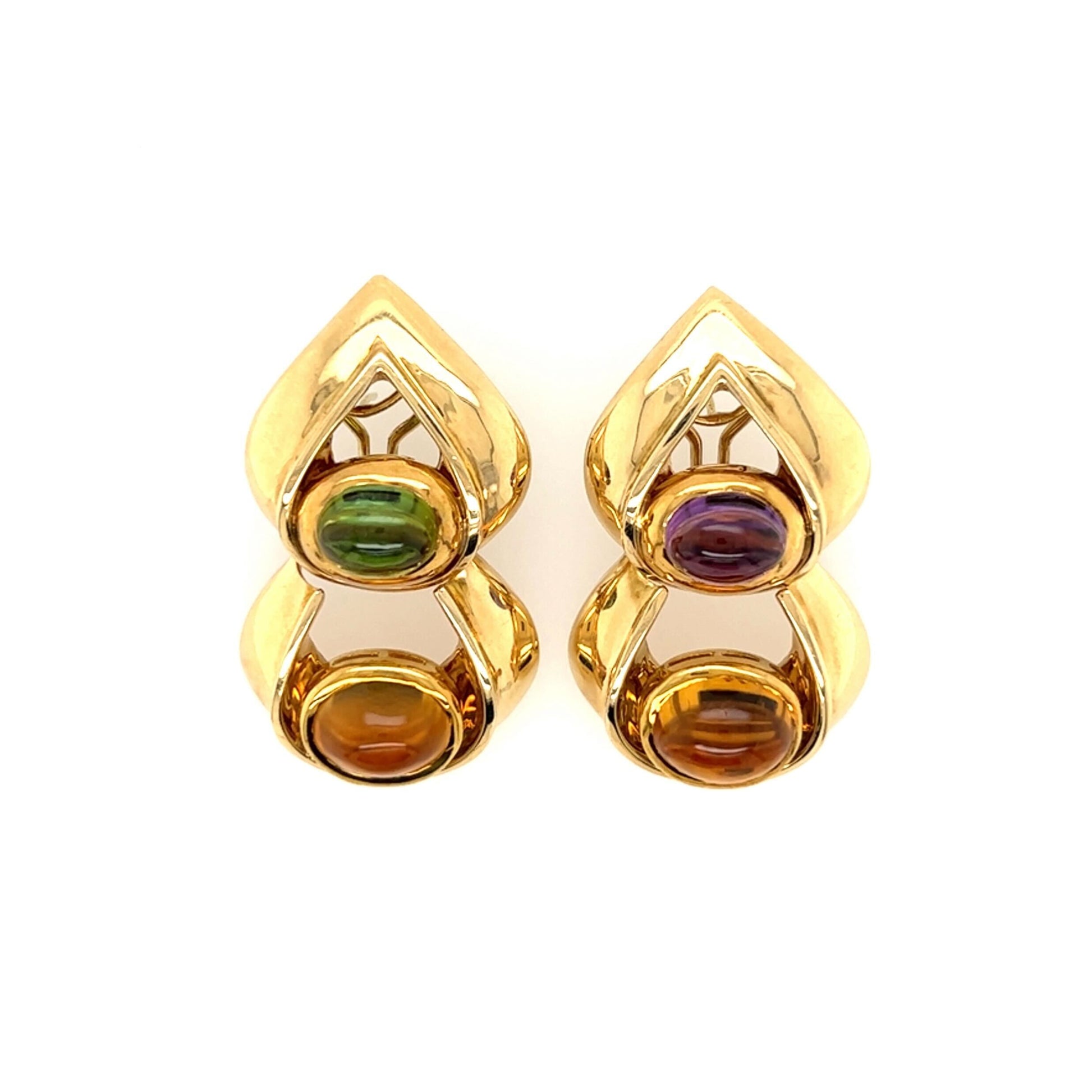 Double Teardrop Multi-Gem Earrings