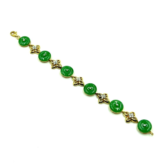 Jade and Diamond Link Bracelet