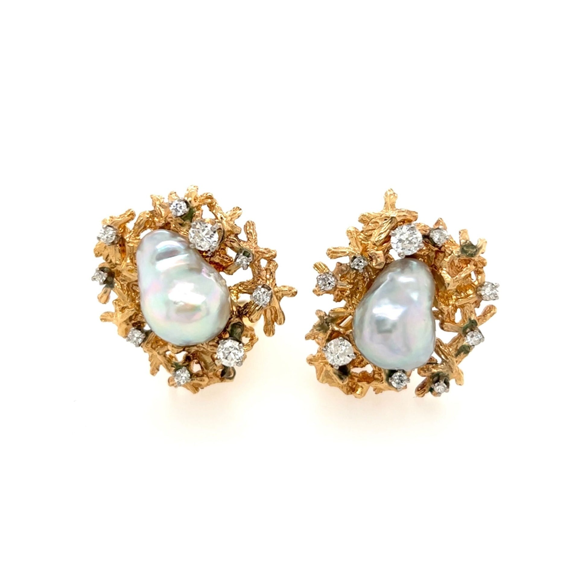 1960s Abstract Baroque Pearl Earrings