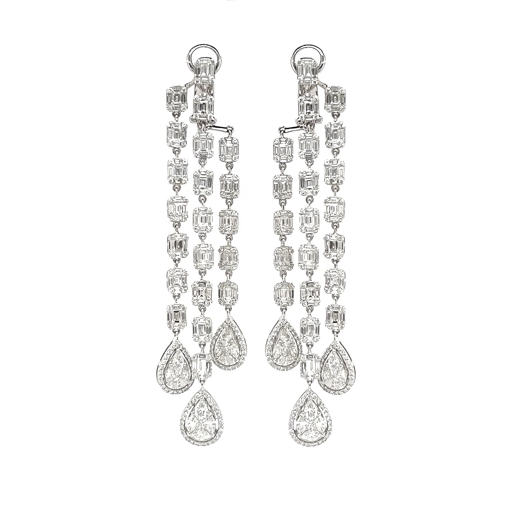 Long Diamond Chandelier Earrings