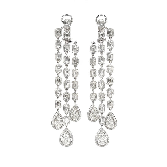 Long Diamond Chandelier Earrings