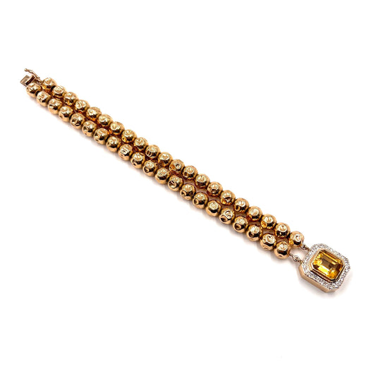 M J Savitt Citrine Diamond Double Strand Bracelet