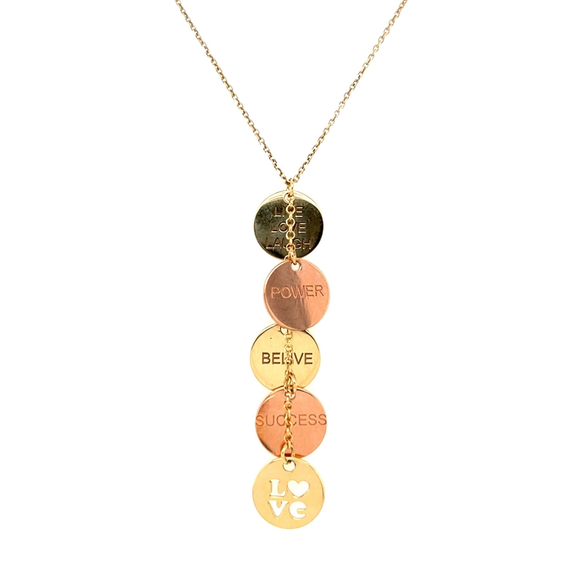 Inspirational Two Tone Gold Disc Necklace