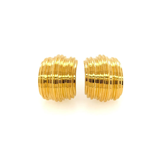 Wide Half Hoop Gold Earrings