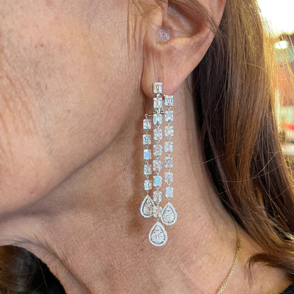 Long Diamond Chandelier Earrings