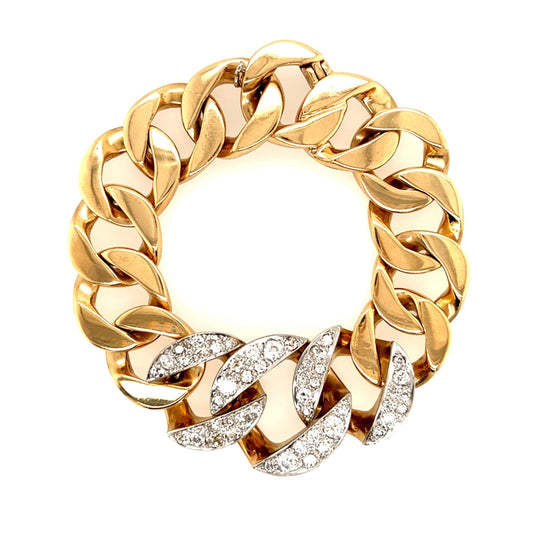 Seaman Schepps Gold Diamond Curb Link Bracelet