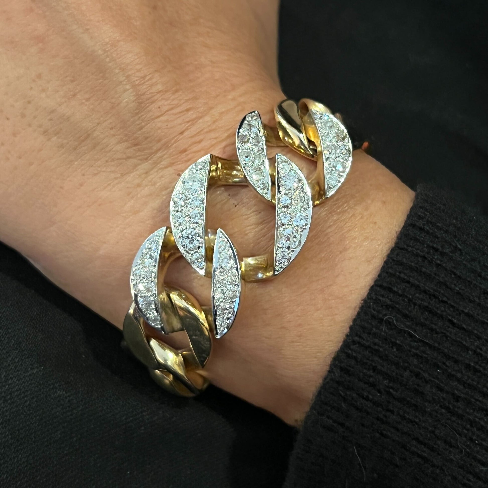 Seaman Schepps Gold Diamond Curb Link Bracelet