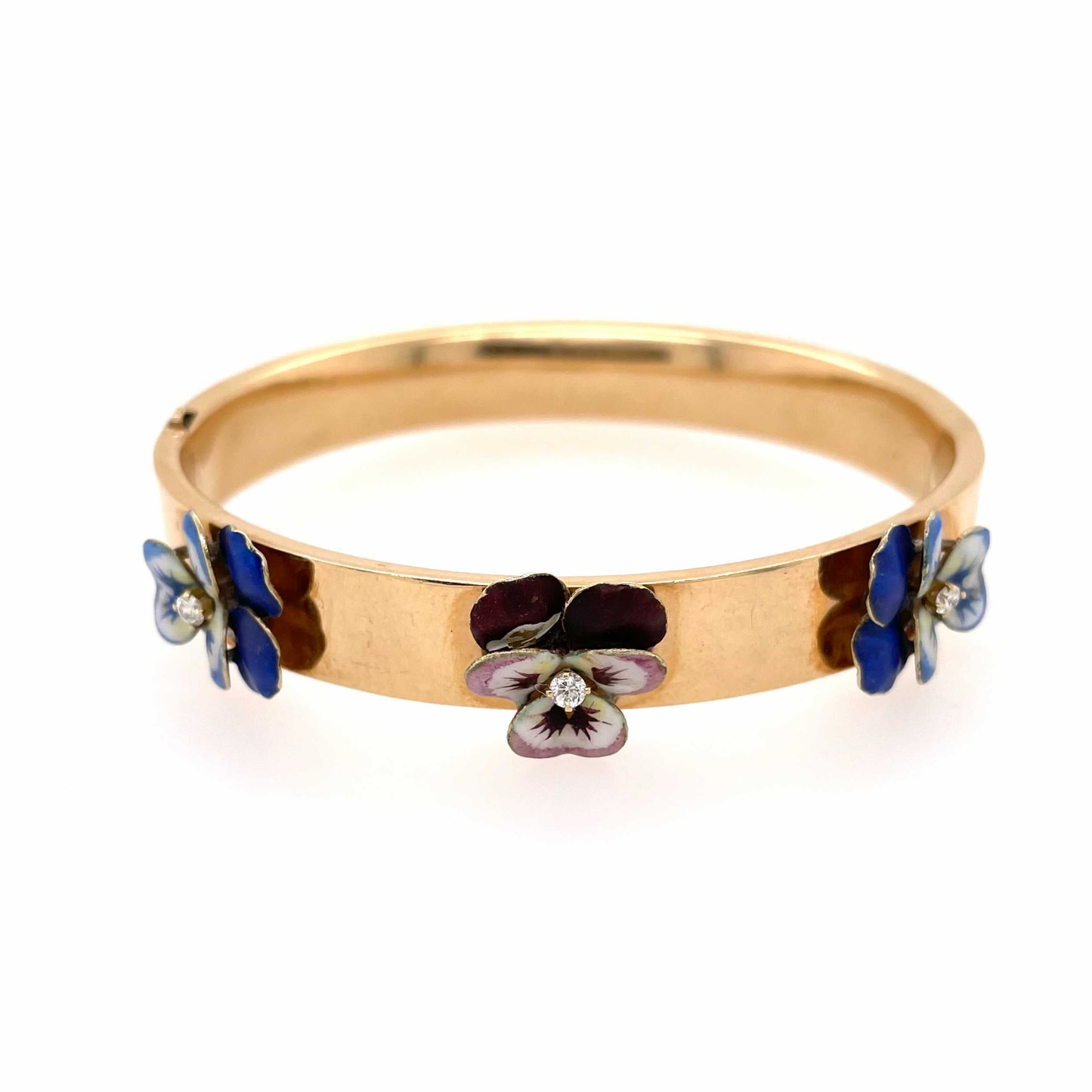 Gold Enamel Pansy Bracelet