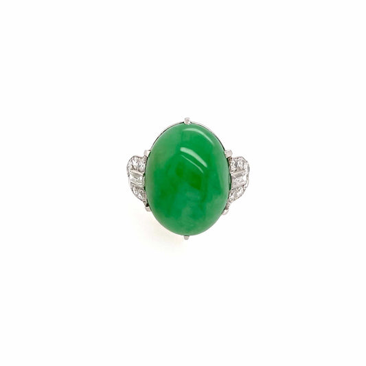 Art Deco Jadeite Platinum Diamond Ring