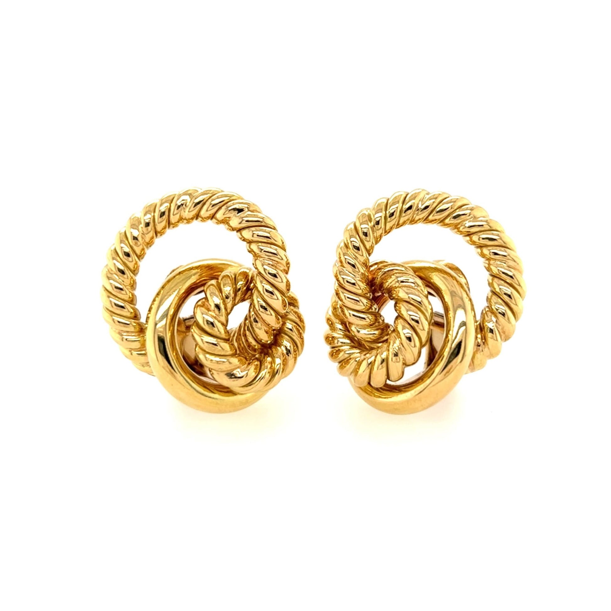 Open Rope Knot Gold Earrings