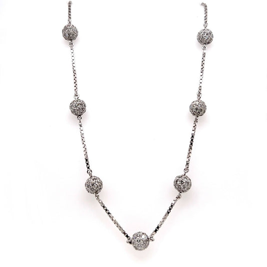 David Webb Platinum Diamond Sphere Necklace