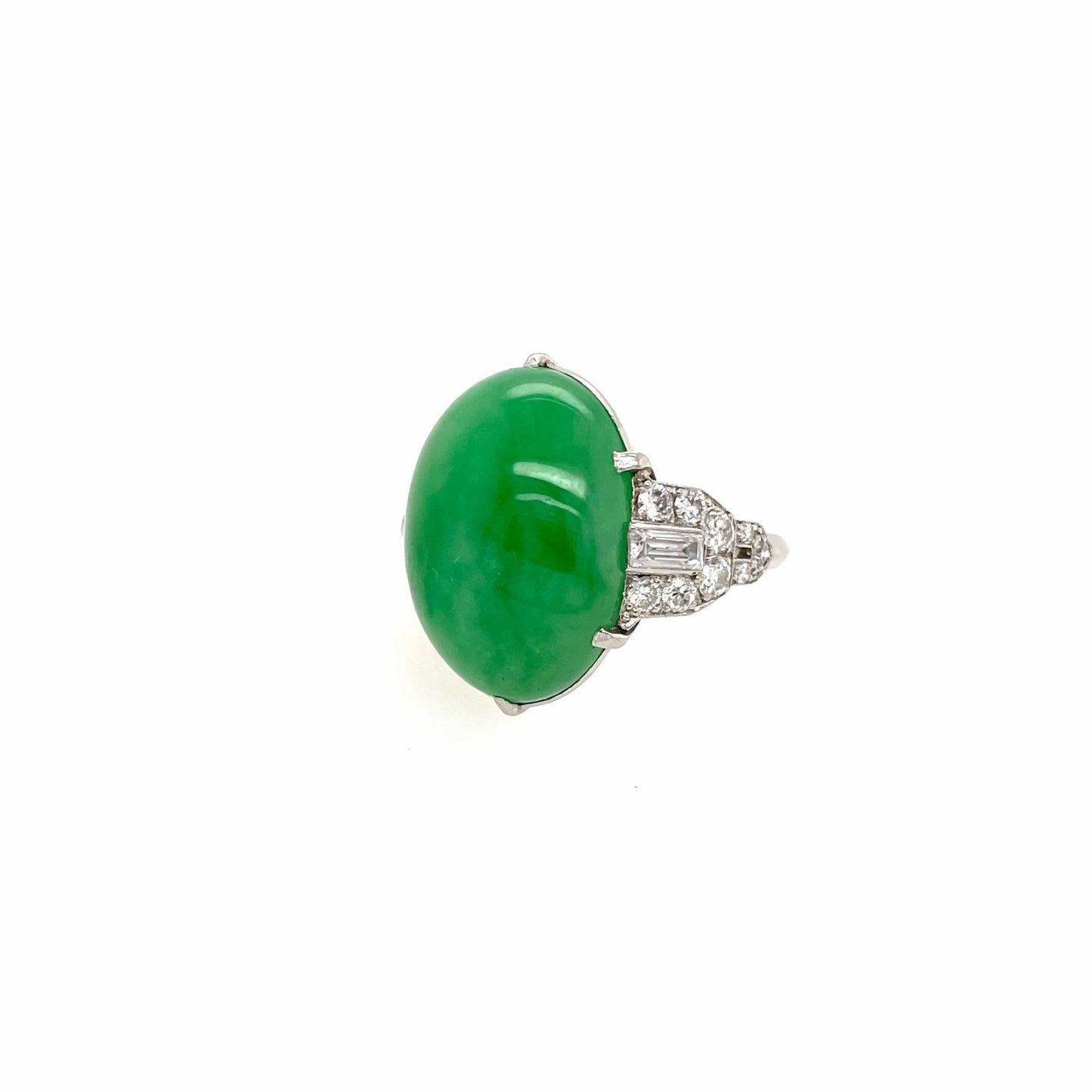 Art Deco Jadeite Platinum Diamond Ring