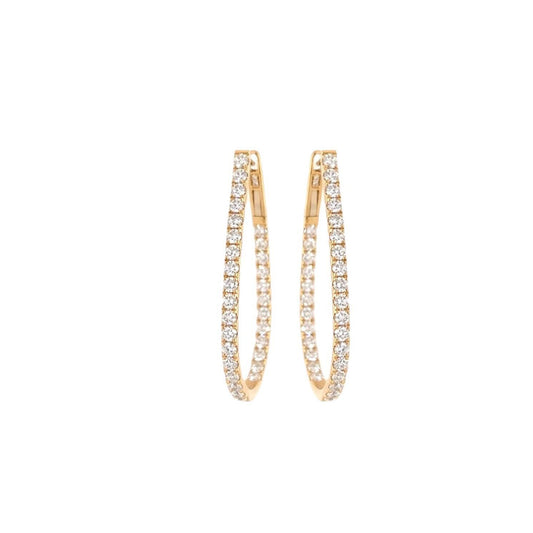 Gold Diamond Long Hoop Earrings