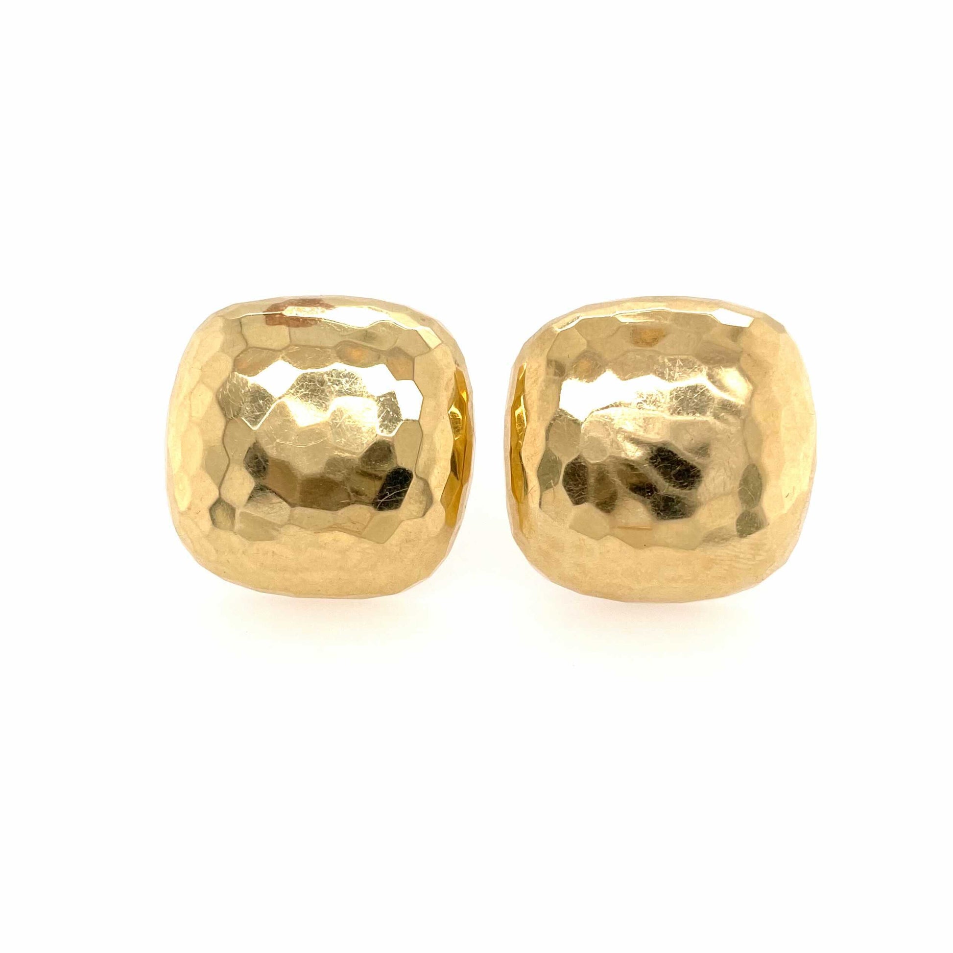 Square Hammered Gold Earrings