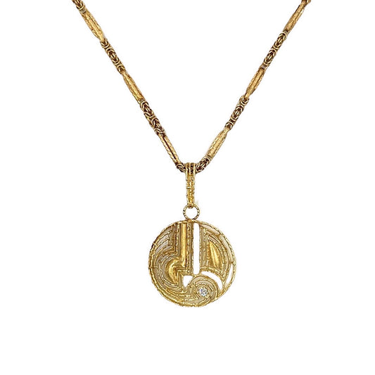 1970s Abstract Gold Necklace Pendant