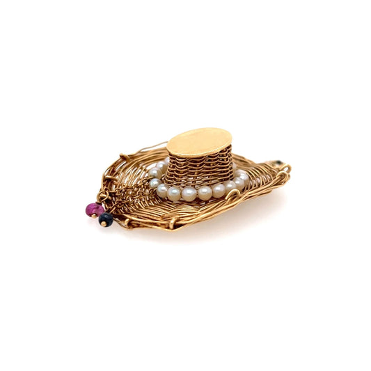 Multi Gem Set Straw Hat Charm