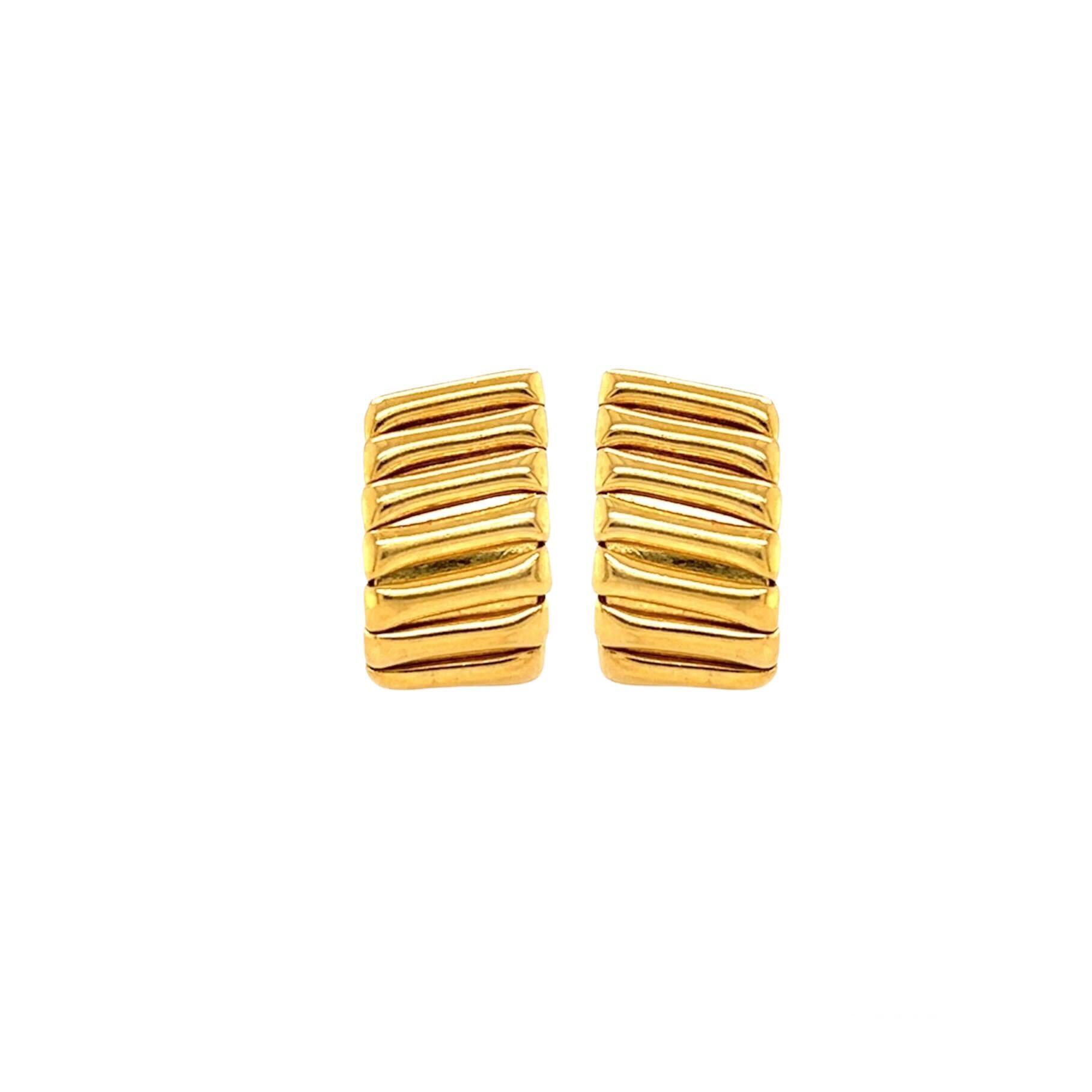 Ridged Gold Half Hoop Earrings