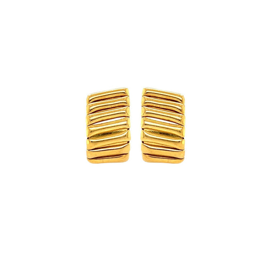 Ridged Gold Half Hoop Earrings