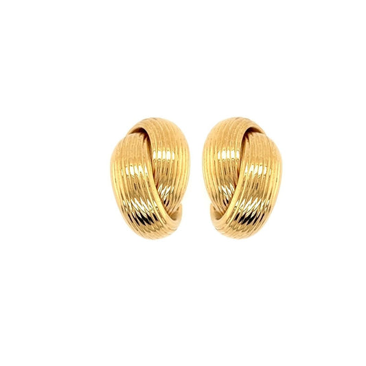 Fluted Gold Half Hoop Earrings