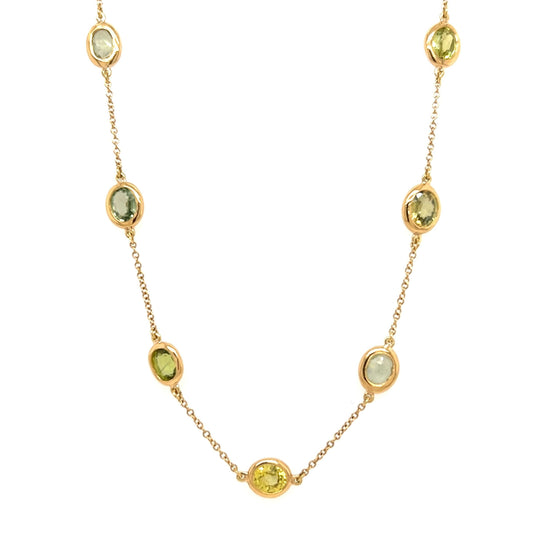 Green Sapphire Gold Chain Necklace