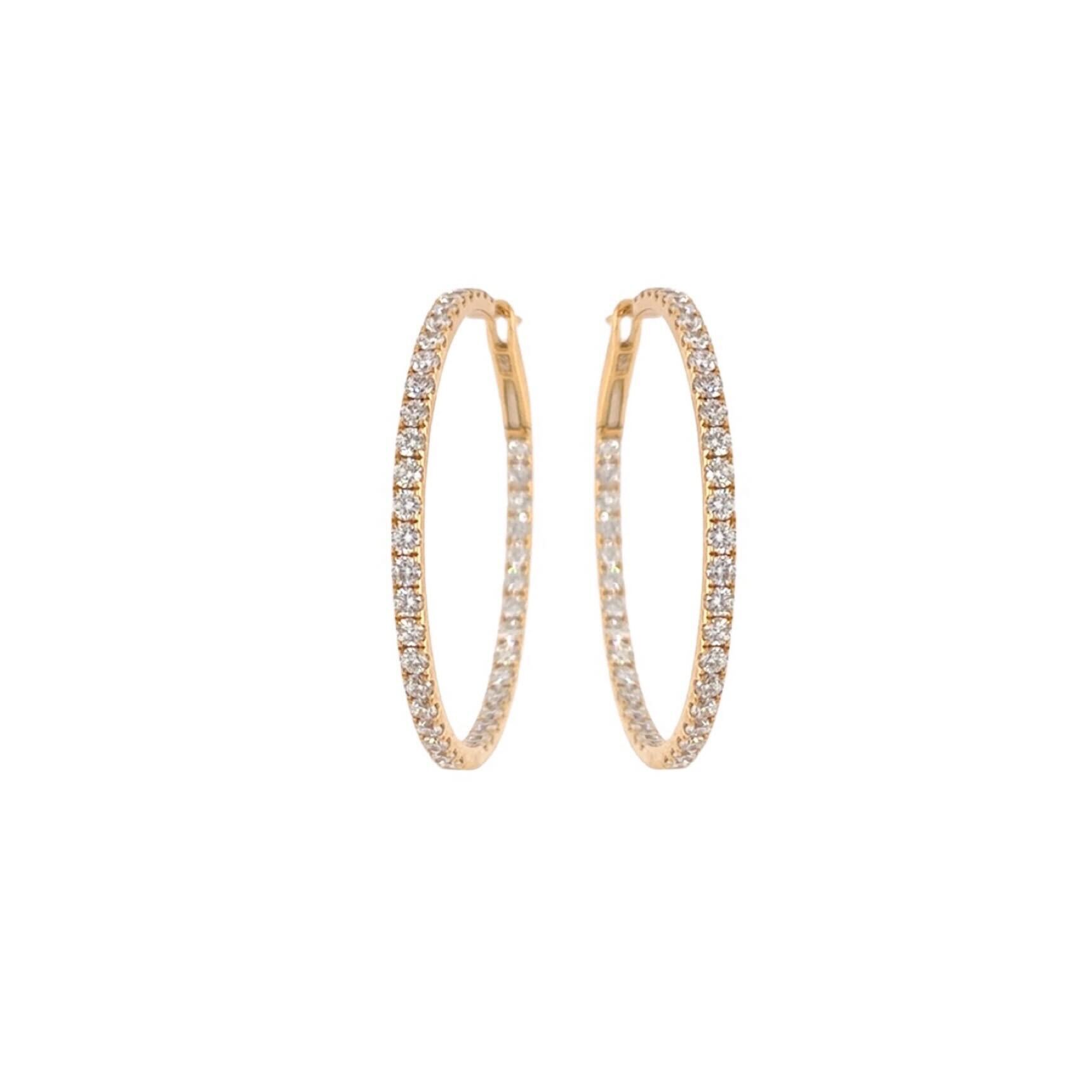 Large Gold Diamond Hoop Earrings