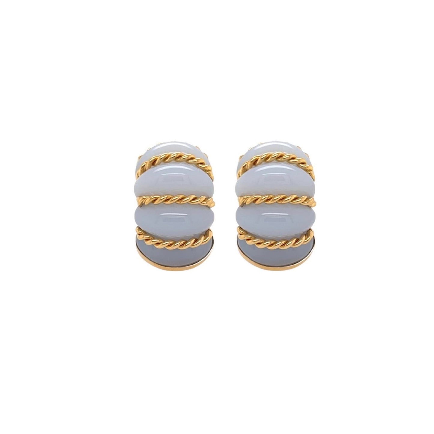 Seaman Schepps Chalcedony Gold Earrings