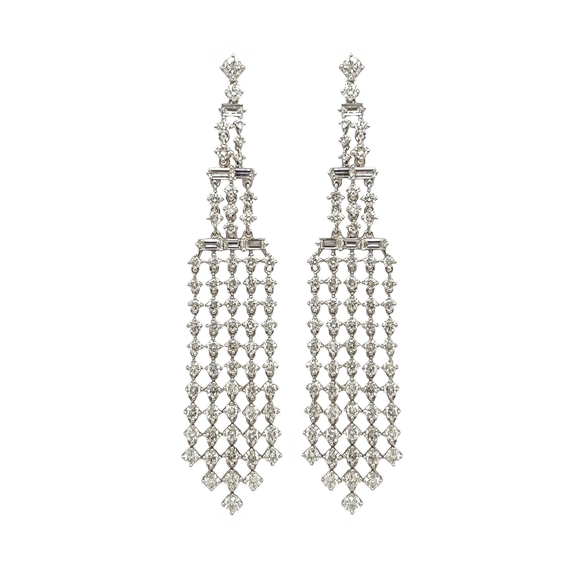 Long Gold Diamond Chandelier Earrings