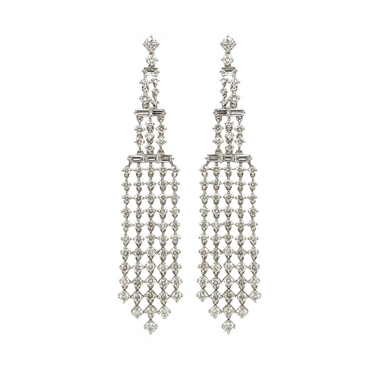 Long Gold Diamond Chandelier Earrings