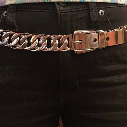 1970s Gucci Silver Curb Link Chain Belt