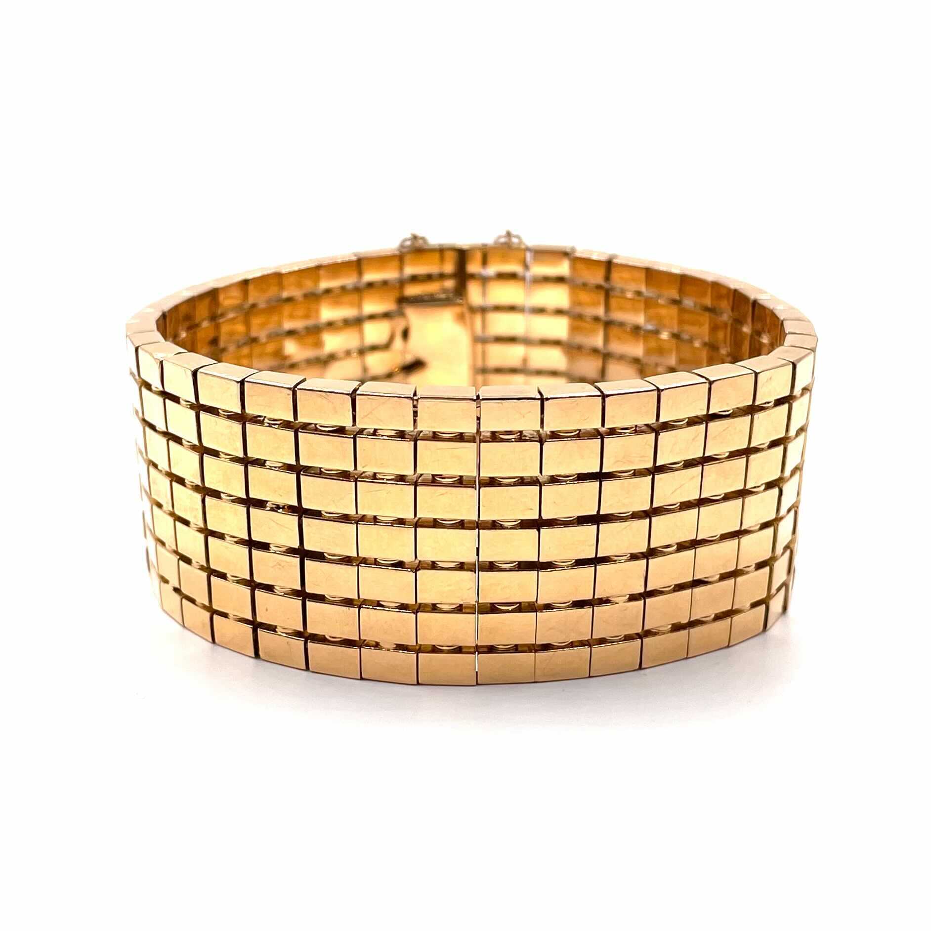 1950s Wide Gold Panel Bracelet