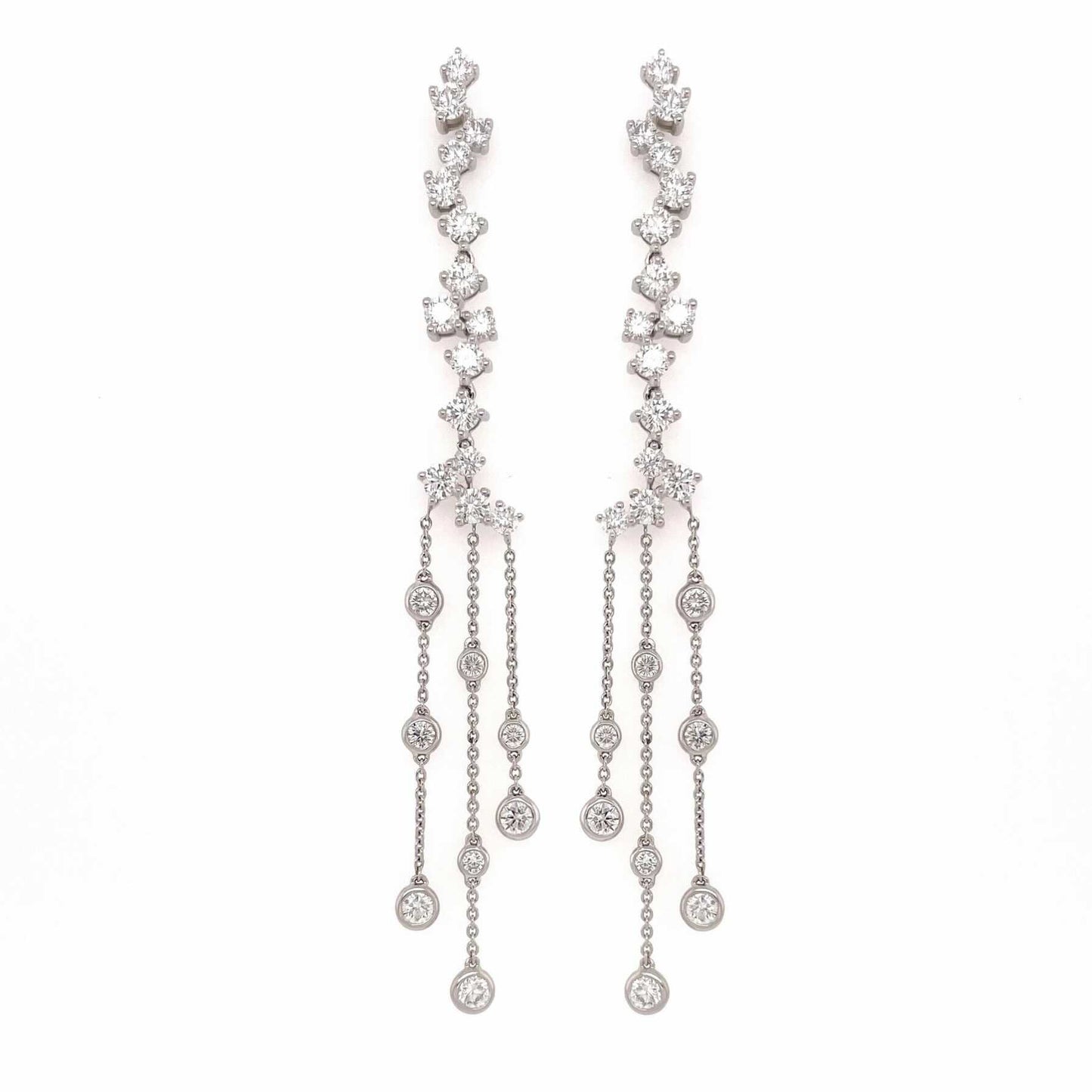 White Gold Diamond Fine Chain Earrings