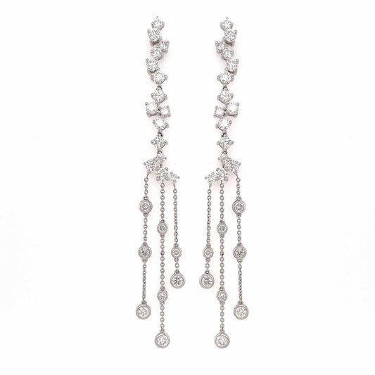 White Gold Diamond Fine Chain Earrings