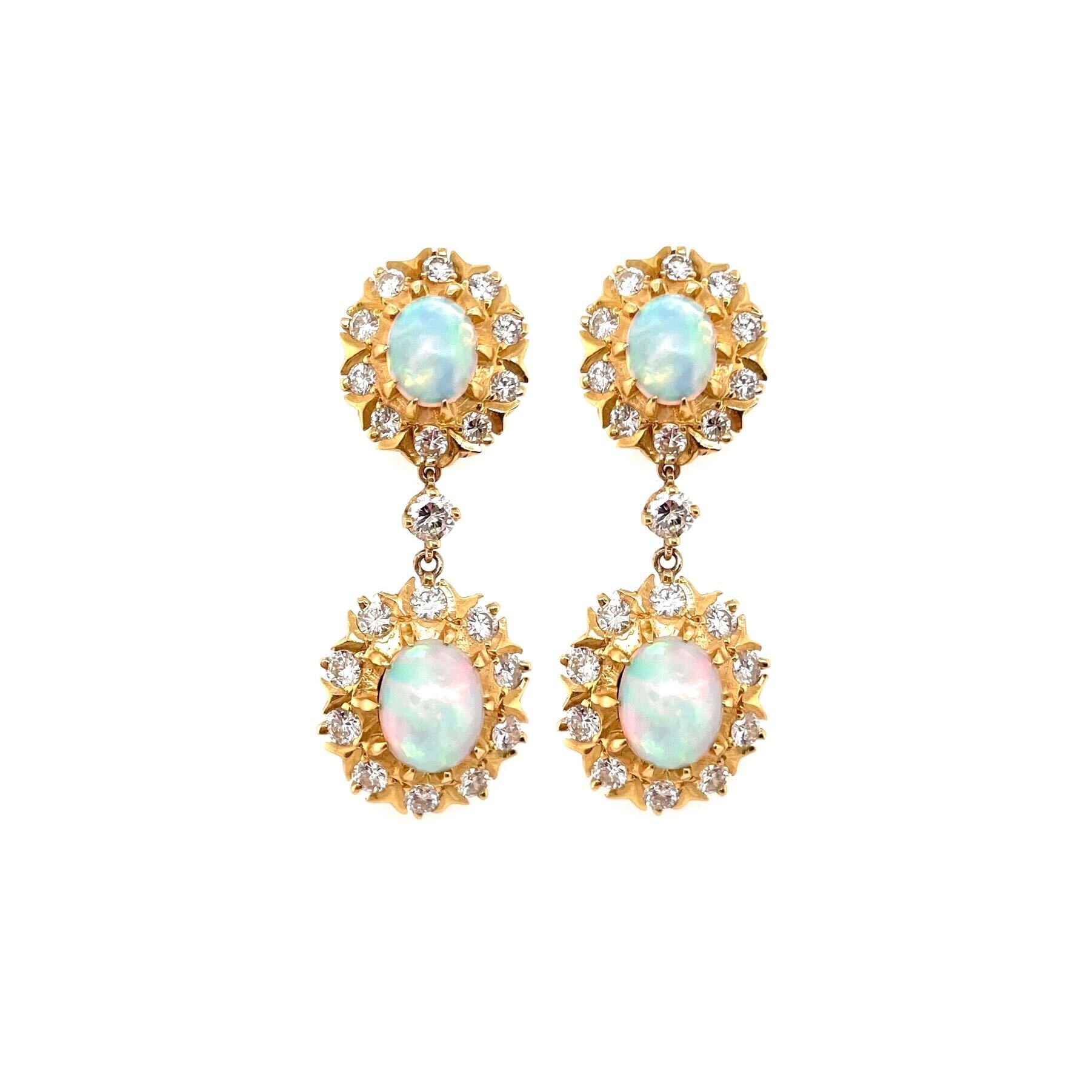 Opal Diamond Pendant Earrings