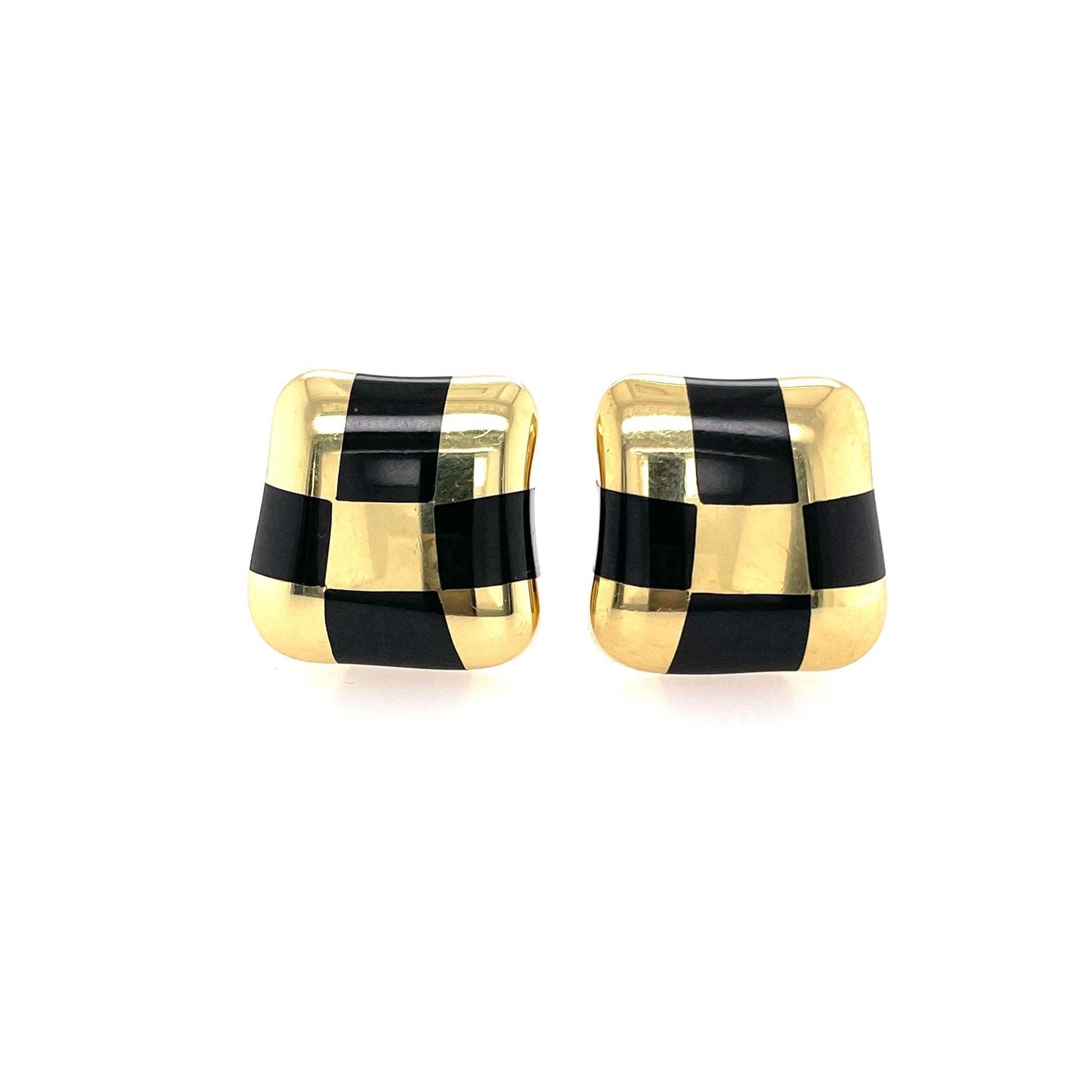 Angela Cummings Black Jade Checkerboard Earrings