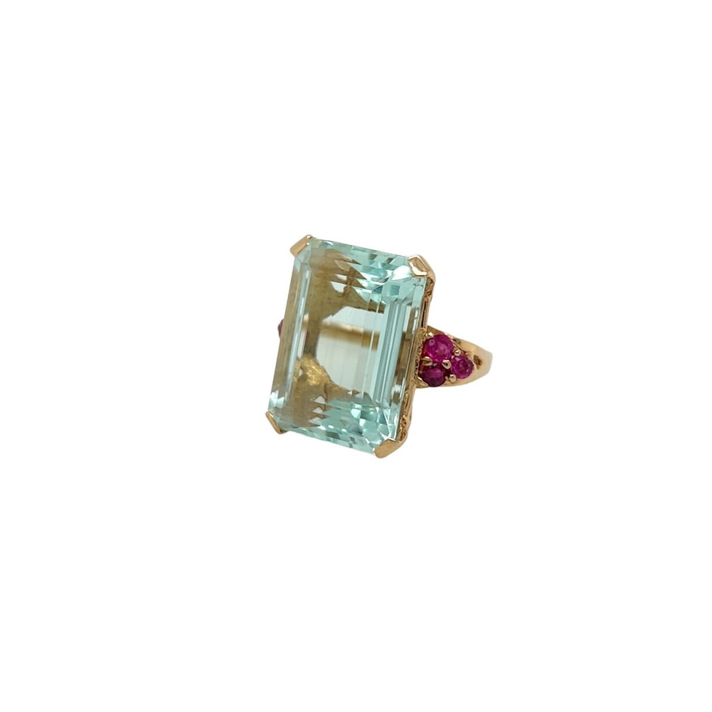 Aquamarine Ruby Gold Ring