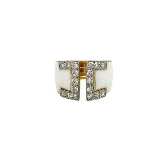 David Webb "Gap" Enamel Diamond Ring