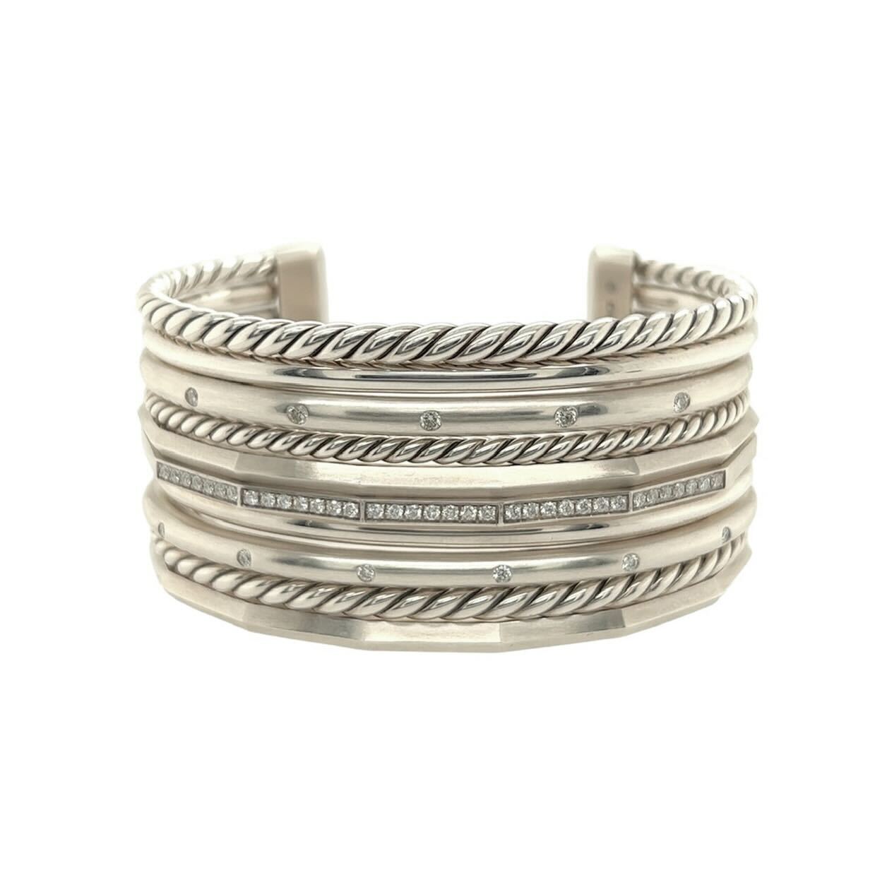 David Yurman "Stax" Silver Diamond Bracelet