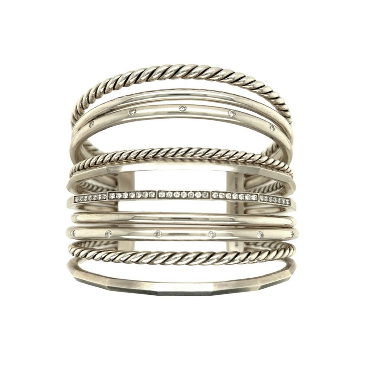 David Yurman "Stax" Silver Diamond Bracelet