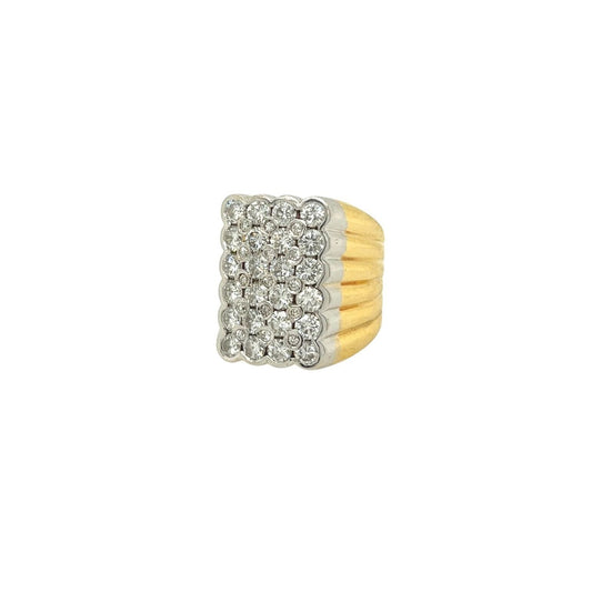 Rectangular Two Tone Gold Diamond Ring