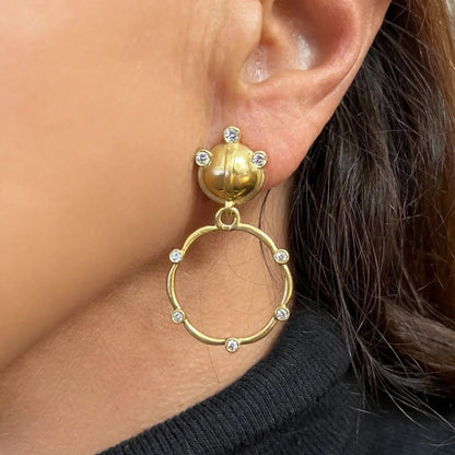 Elizabeth Rand Gold Diamond Hoop Drop Earrings