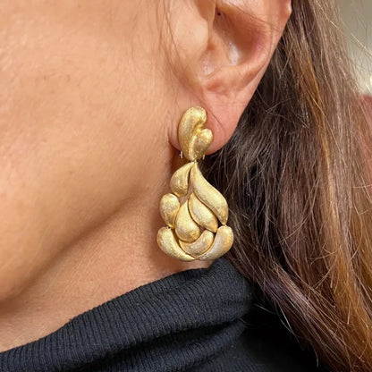 Yvel Stylized Brushed Gold Drop Earrings