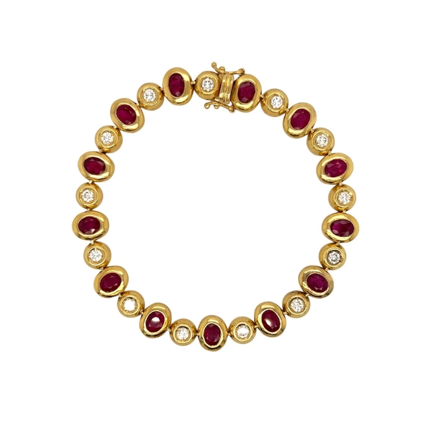 Ruby Diamond Gold Straightline Bracelet