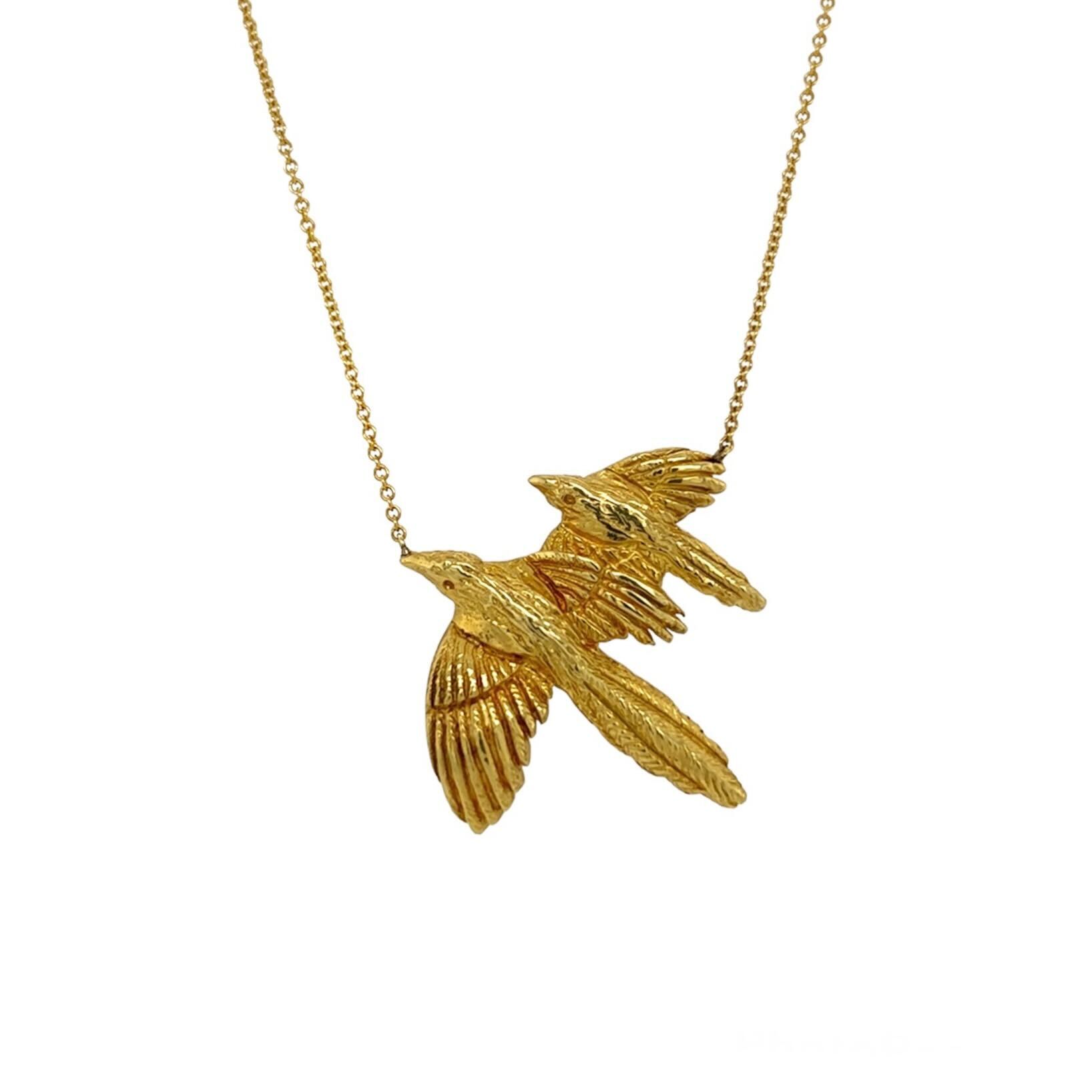 Lovebirds in Flight Gold Pendant Necklace | $0 CDB Jewelry