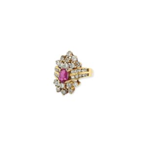 Pink Tourmaline Diamond Cluster Ring