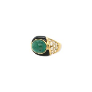 Oval Emerald Black Onyx Diamond Ring