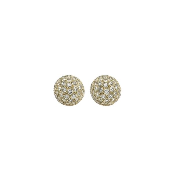 Gold Diamond Pavé Ball Earrings