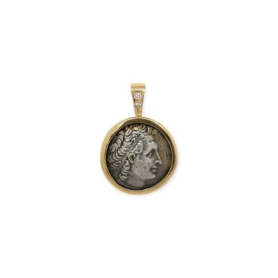 Ancient Coin Gold Diamond Pendant