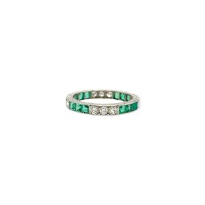 Emerald Diamond Eternity Band Ring