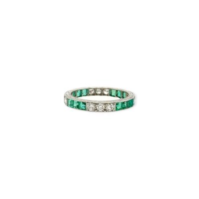 Emerald Diamond Eternity Band Ring