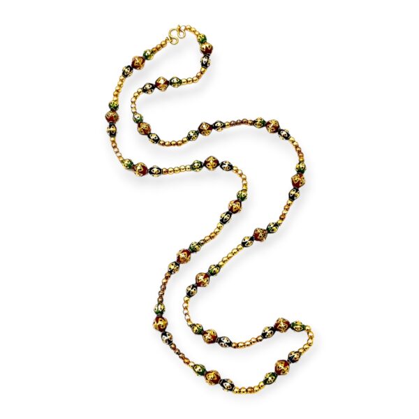 Long Gold Enamel Bead Necklace